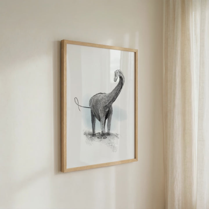 Illustration - Dinosaur - Black and white Diplodocus