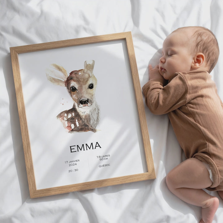 Affiche de naissance - biche