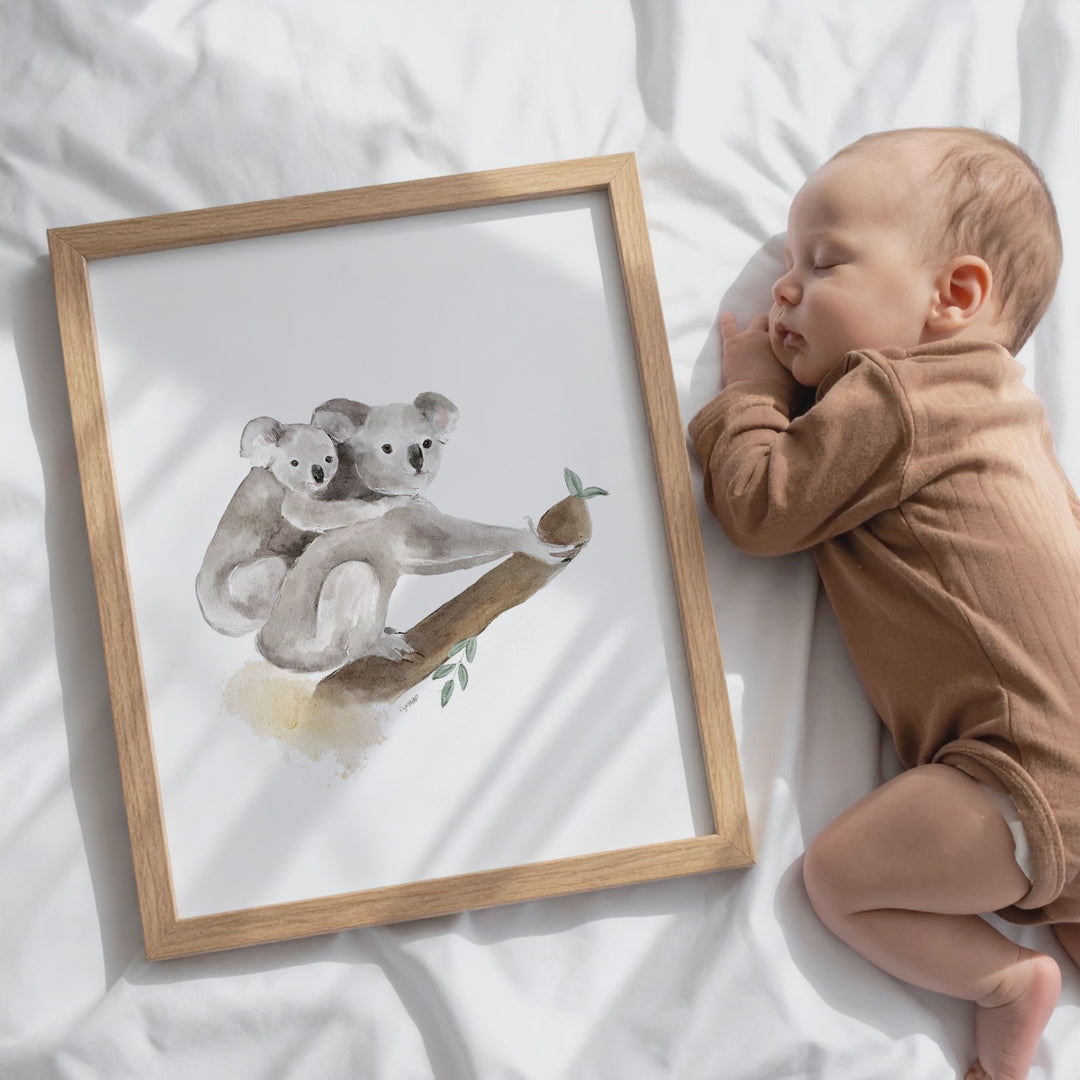 Poster - Australian animals - mother koala and her baby