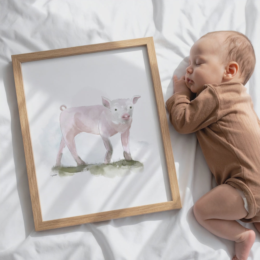Illustration - Farm animals - pink pig
