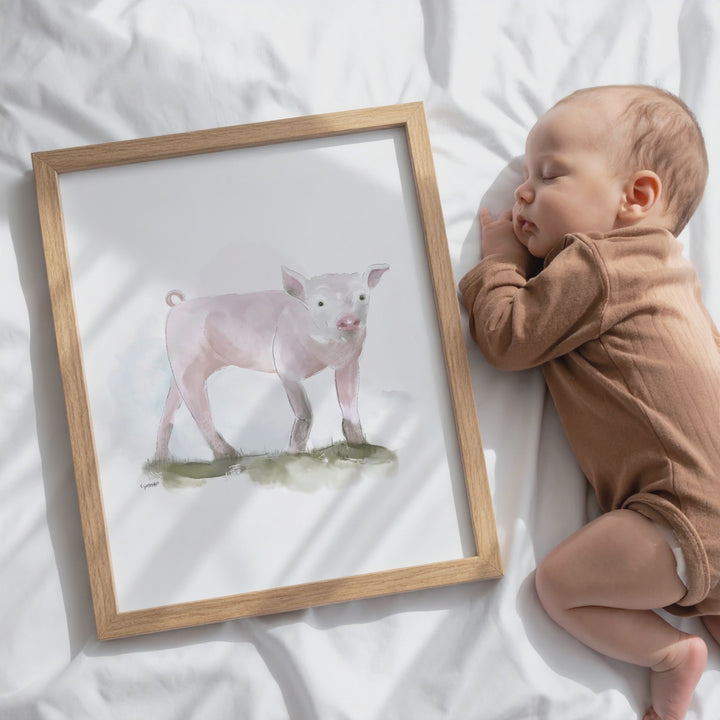 Illustration - Farm animals - pink pig