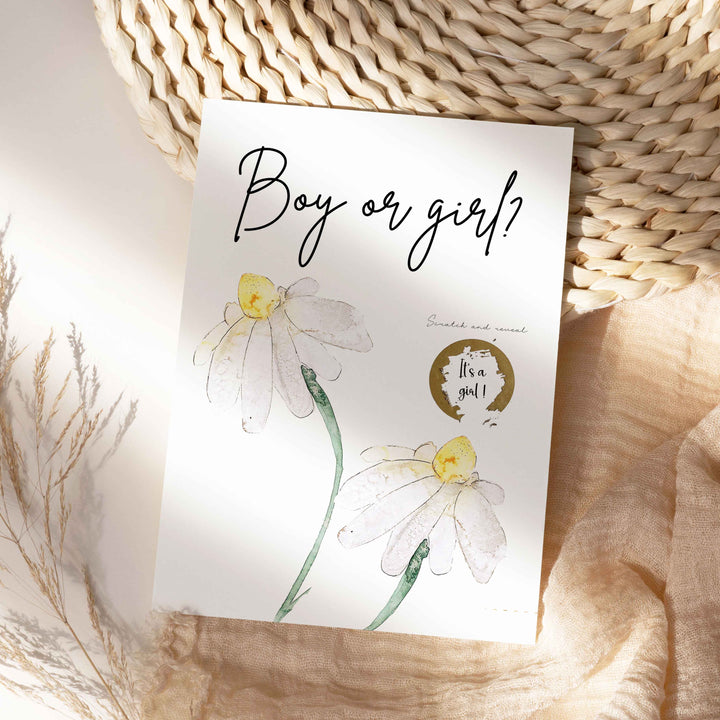 Nature and flowers scratch cards - Meadow Gender reveal - Girl or boy?