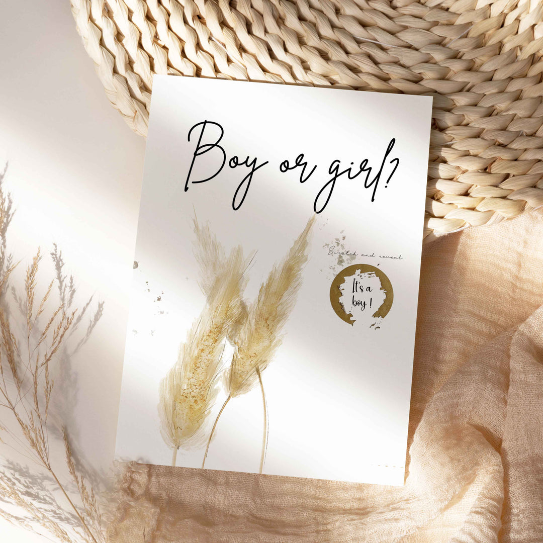 Nature and flowers scratch cards - Meadow Gender reveal - Girl or boy?