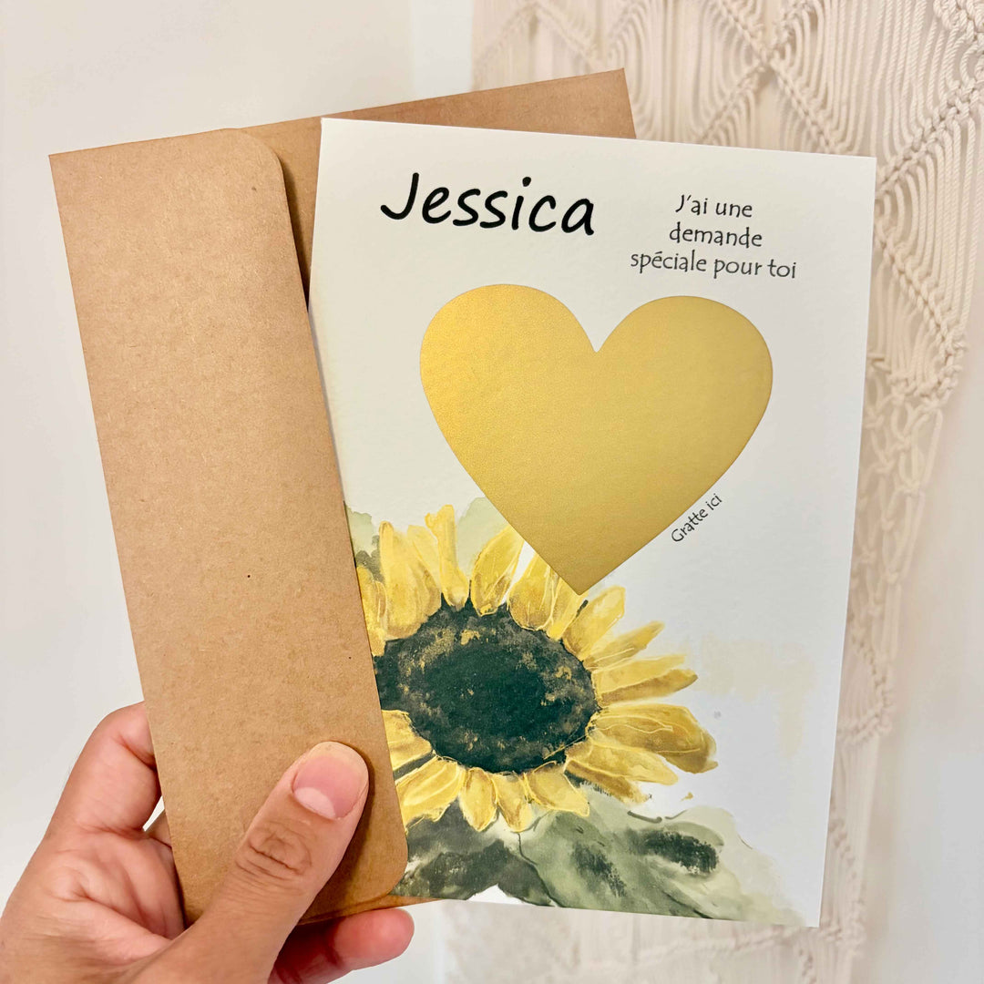 Customizable Scratch Card - Will you be my bridesmaid? Sunflower design