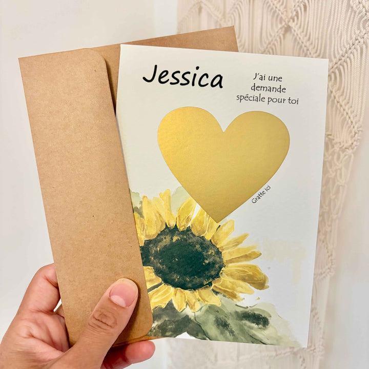 Customizable Scratch Card - Will you be my bridesmaid? Sunflower design