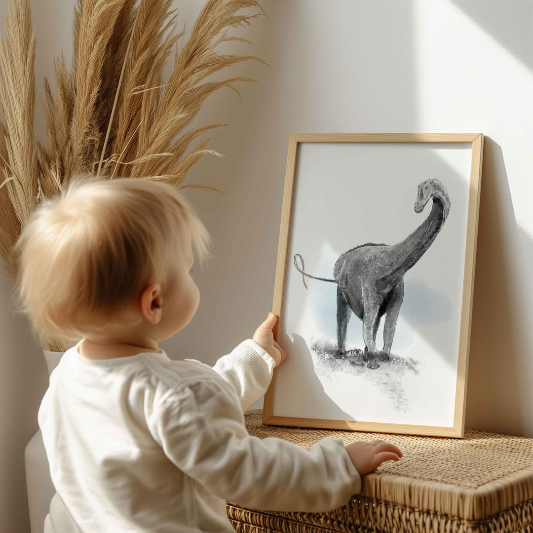 Illustration - Dinosaur - Black and white Diplodocus