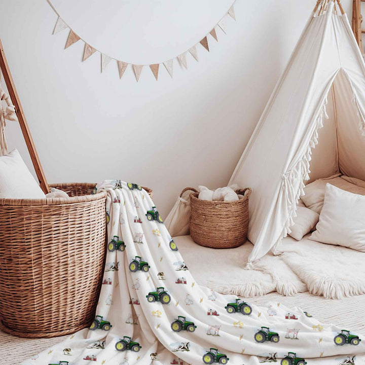 Cover - Green Tractors and Animals - Minky 