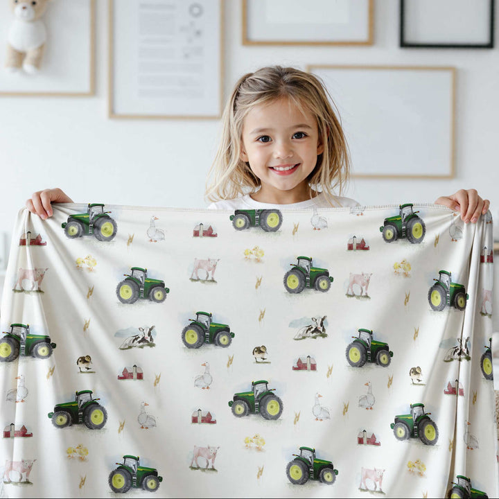 Cover - Green Tractors and Animals - Minky 