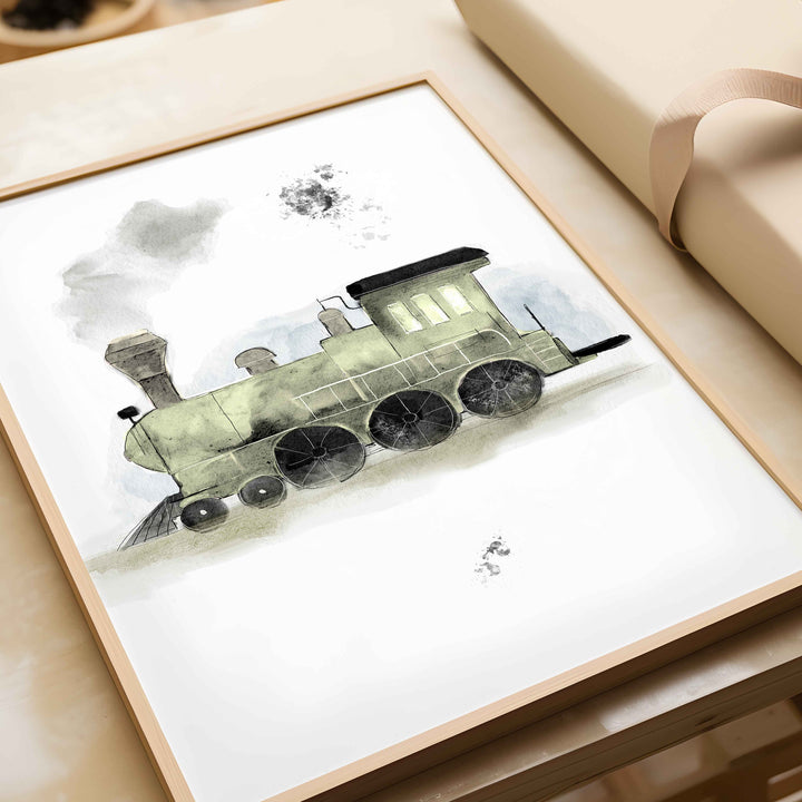 Ensemble de 6 illustrations de véhicules - vert mousse