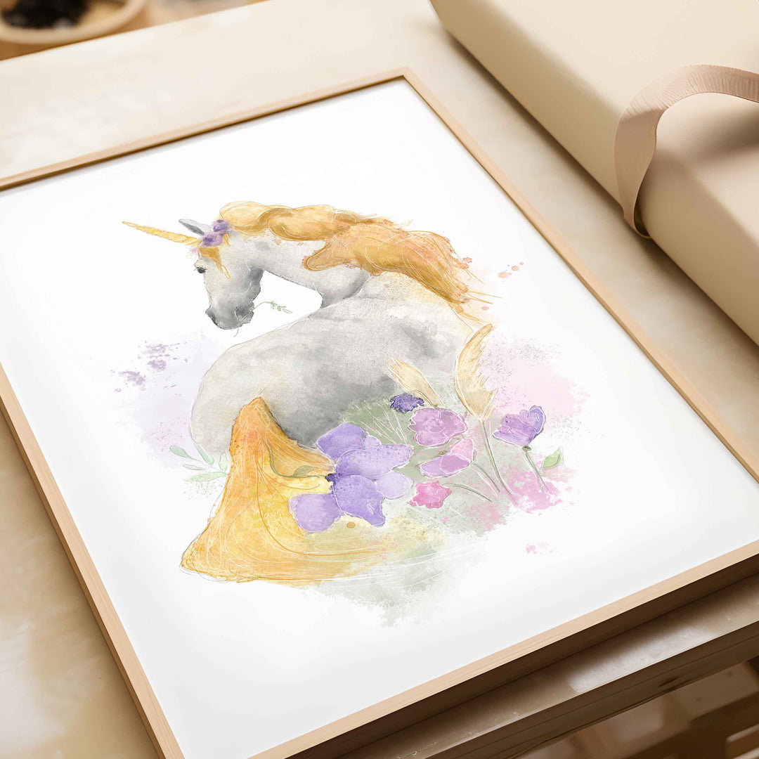 Illustration - Unicorn and flowers
