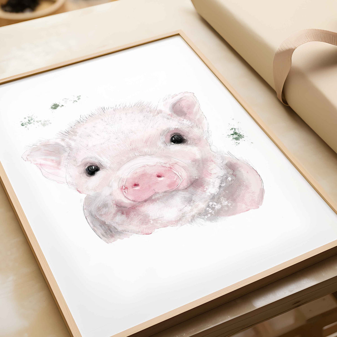 Illustration - farm animals - Augustin, the little pink pig