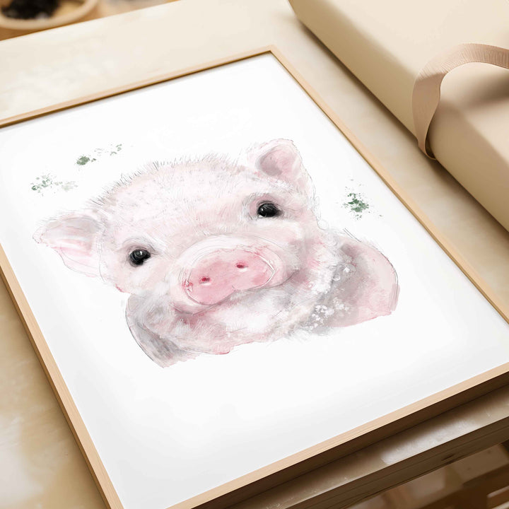Illustration - farm animals - Augustin, the little pink pig