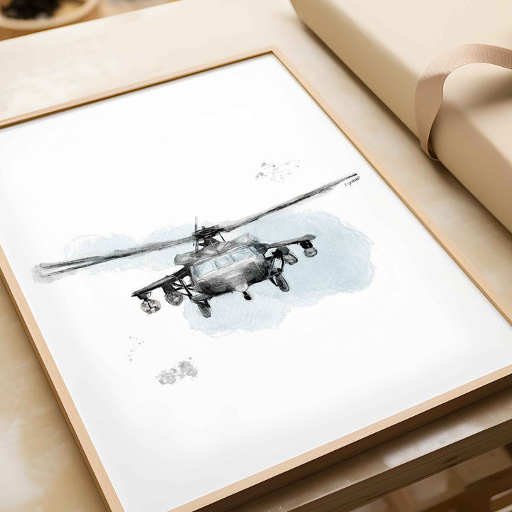 Set of Black Hawk Helicopters Posters - Black and White