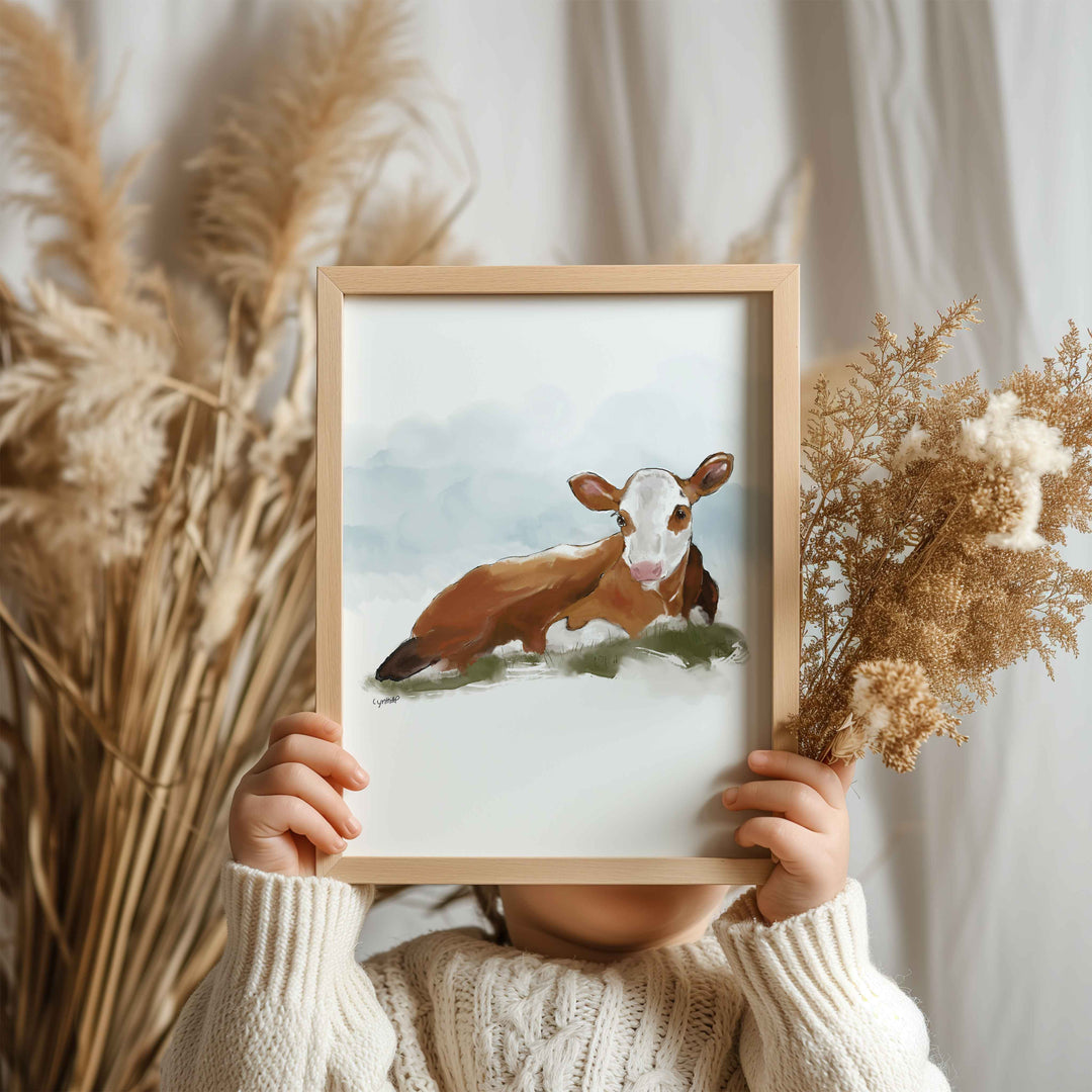 Illustration - Animaux de la ferme - Bébé vache Hereford