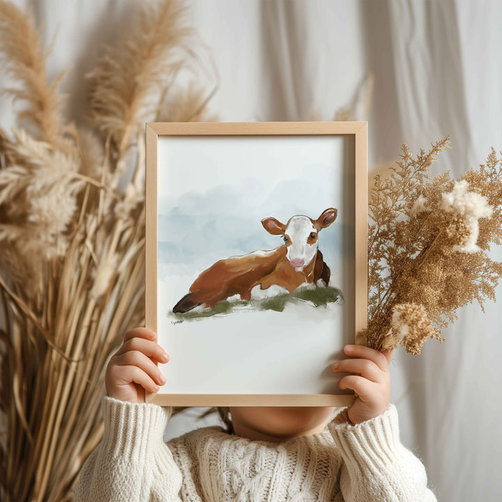 Illustration - Animaux de la ferme - Bébé vache Hereford