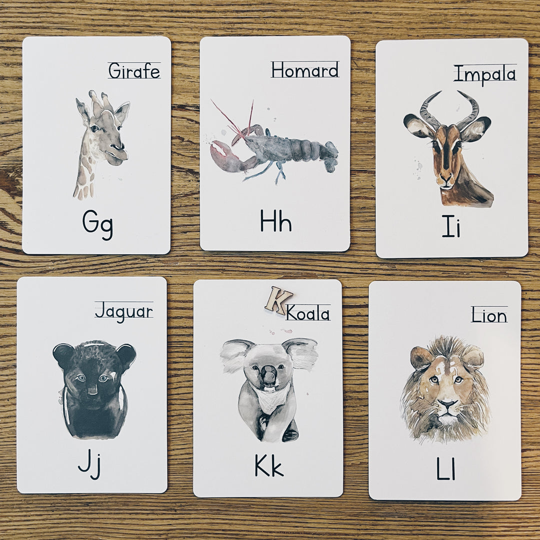 Cartes à lettres - Alphabet et nom des animaux
