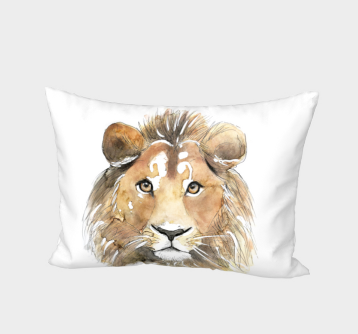 Housse de couette lion, pampas et monstera - naturel en satin de coton