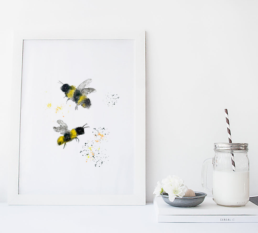 Illustration imprimée abeilles