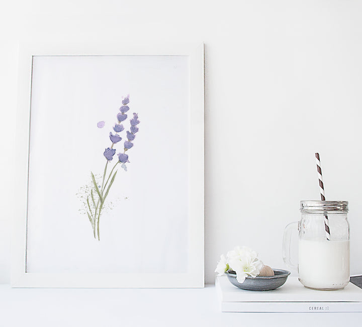 Watercolor Print – Lavender Branch Duo