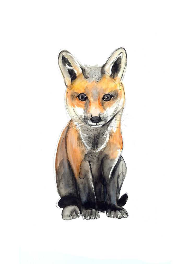 Illustration - Forest animals - Sitting fox