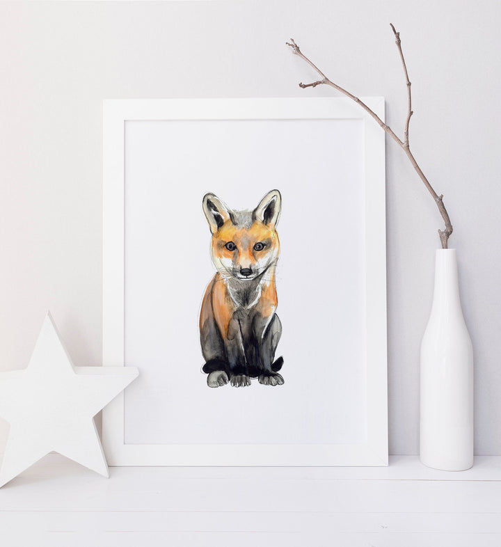 Illustration - Forest animals - Sitting fox