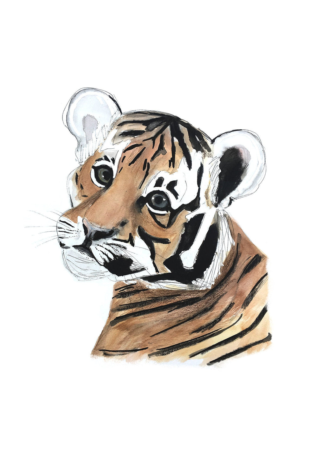 Illustration - Animals of the savannah - baby tiger
