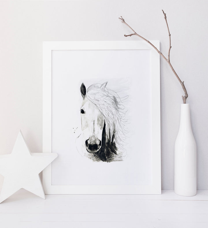 Illustration - Farm animals - white horse