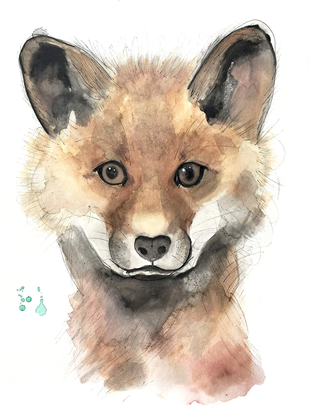 Personalized fox face birth poster