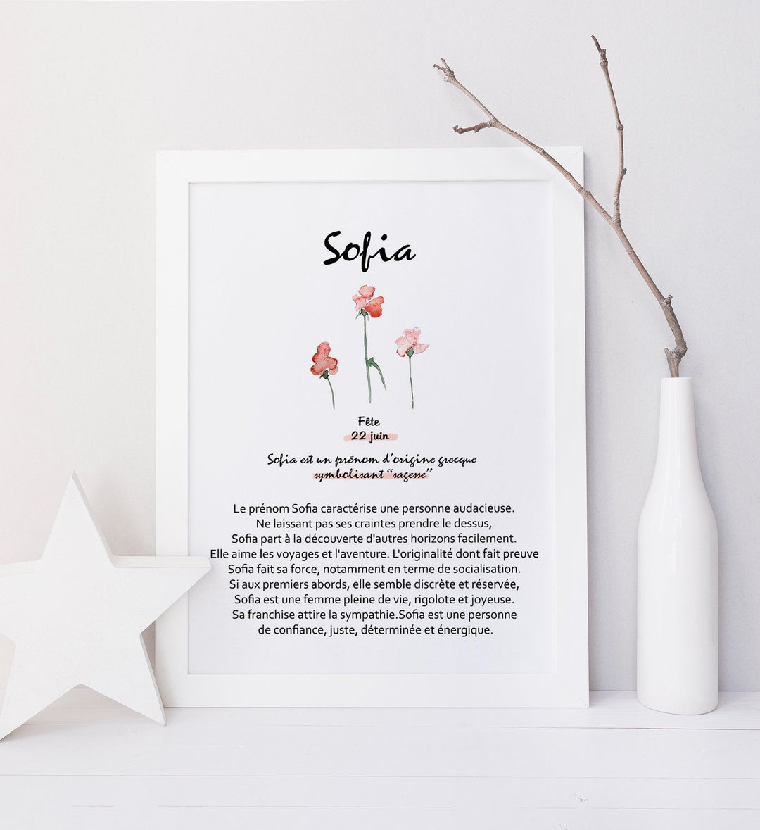 Name meaning poster / Flower / minimalist style / Cynthia Paquette