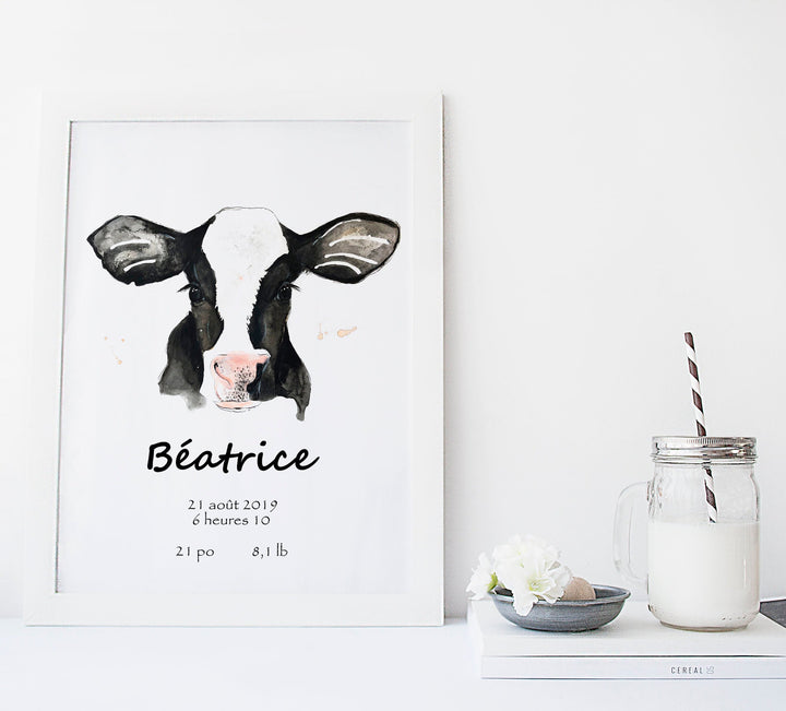 Affiche de naissance vache