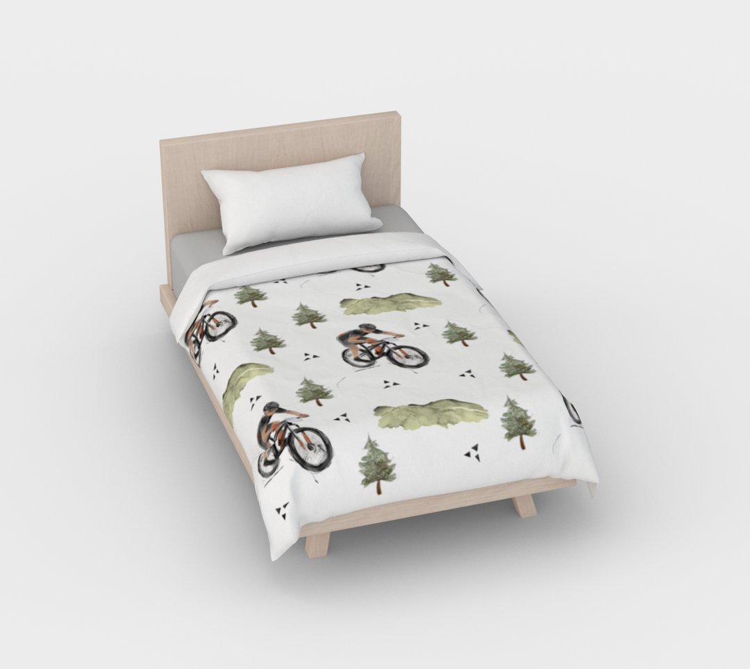 Duvet cover hare and flowers - natural cotton satin