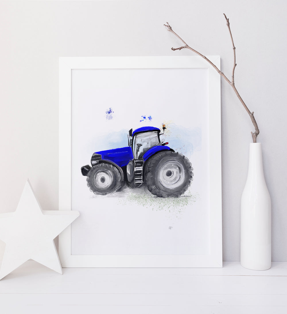 Illustration imprimée tracteur bleu